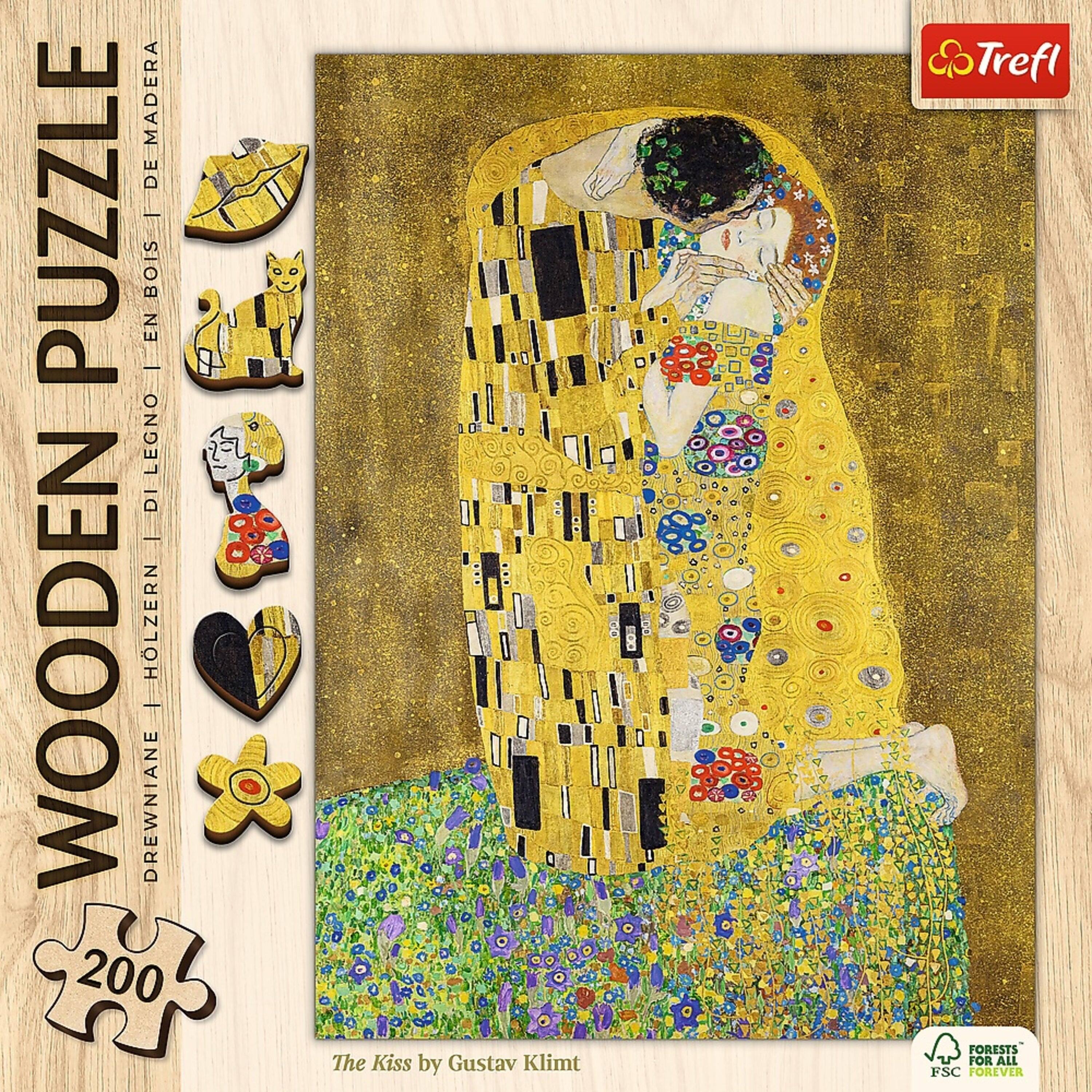 WOODEN PUZZLE  
DREWNIAŃE | HOLZERN | WOODEN | BOIS | LEGNO | MADERA  
200  
The Kiss by Gustav Klimt  
Trefl  
FORESTS FOR ALL FSC FOREVER