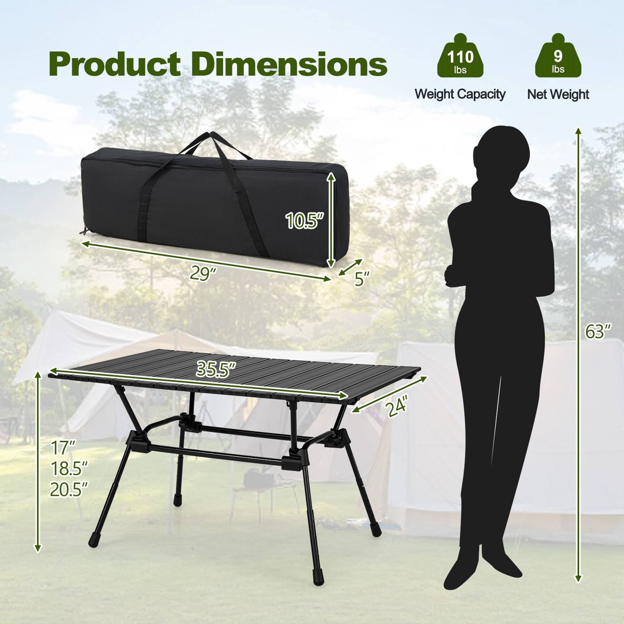 Product Dimensions: 10.5" x 29" x 5"
Weight Capacity: 9 lbs
Net Weight: 10.5 lbs
Dimensions: 63" x 17" x 18.5"
Dimensions: 20.5" x 35.5" x 24"