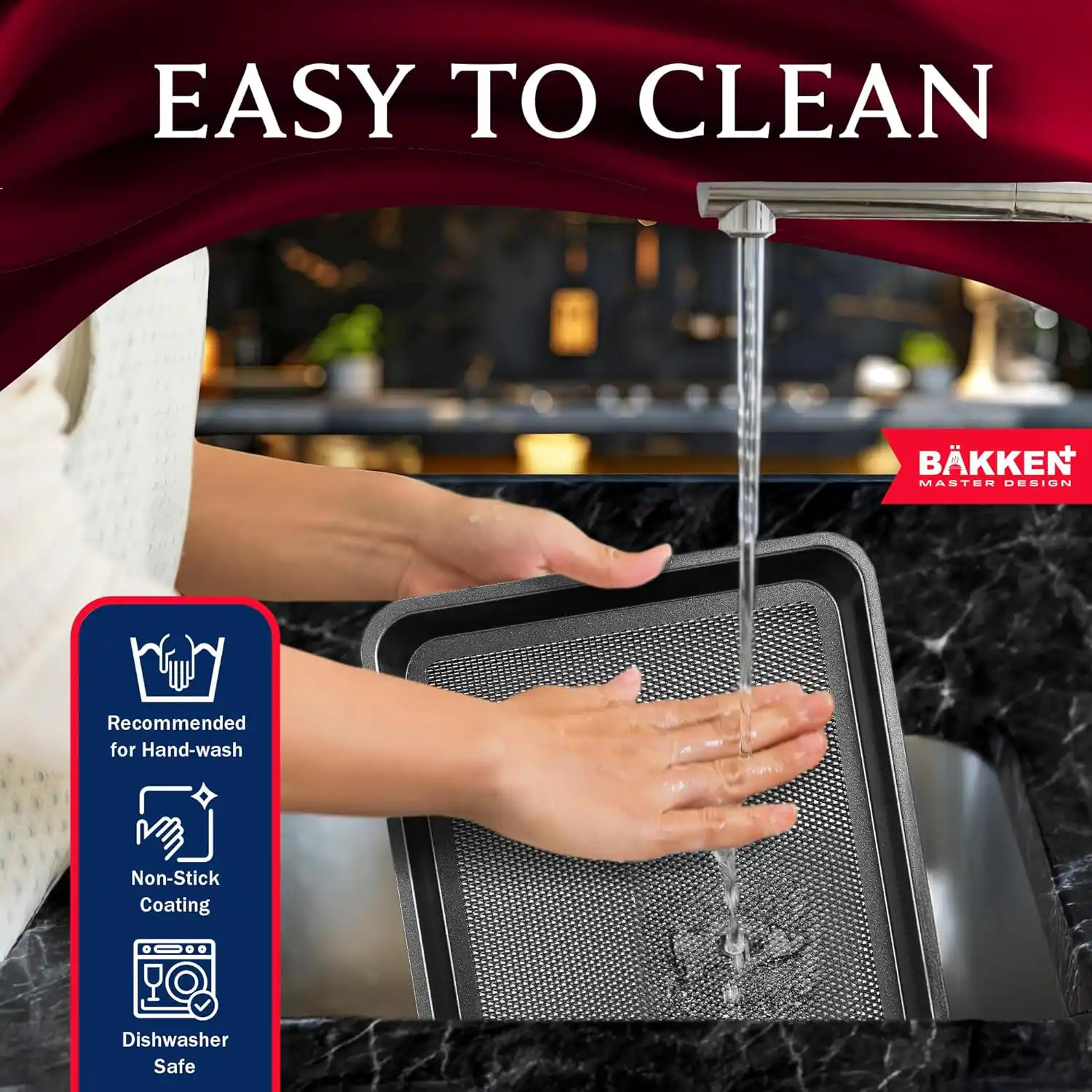 EASY TO CLEAN, BKKEN MASTER DESIGN, Recommended for Hand-wash, Non-Stick Coating, Dishwasher Safe