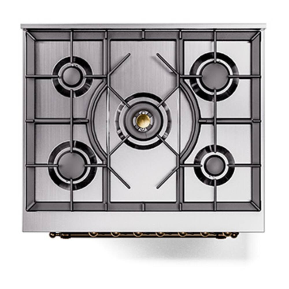 Alt View 8. ILVE - ILVE Nostalgie II Series 30 in. Dual Fuel Range with 5 Sealed Burners (Liquid Propane, Burnished Trim) - Graphite Matte.