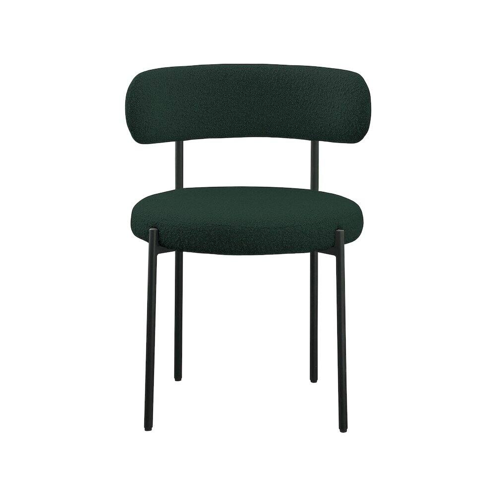 Alt View 2. Meridian Furniture - Beacon Green Boucle Fabric Dining Chair, Set of 2 - Green.