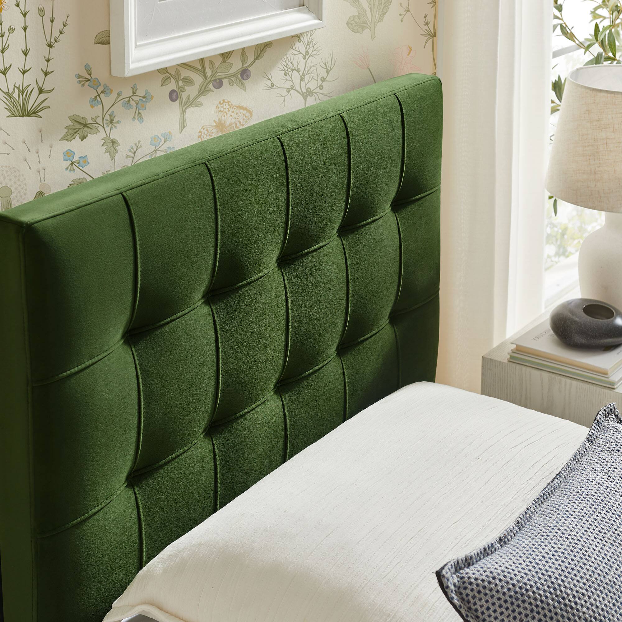 Alt View 1. Modway - Lily Biscuit Tufted Performance Velvet Headboard by Modway - Moss Green.