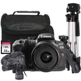 Canon - EOS R10 Mirrorless Camera 18-45mm Lens for Content Creators - Black