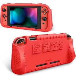 Fintie - Kid-Friendly Ultralight Case for Nintendo Switch 2017, Ergonomic Grip, Anti-Scratch Protective Grip Case Cover - Red