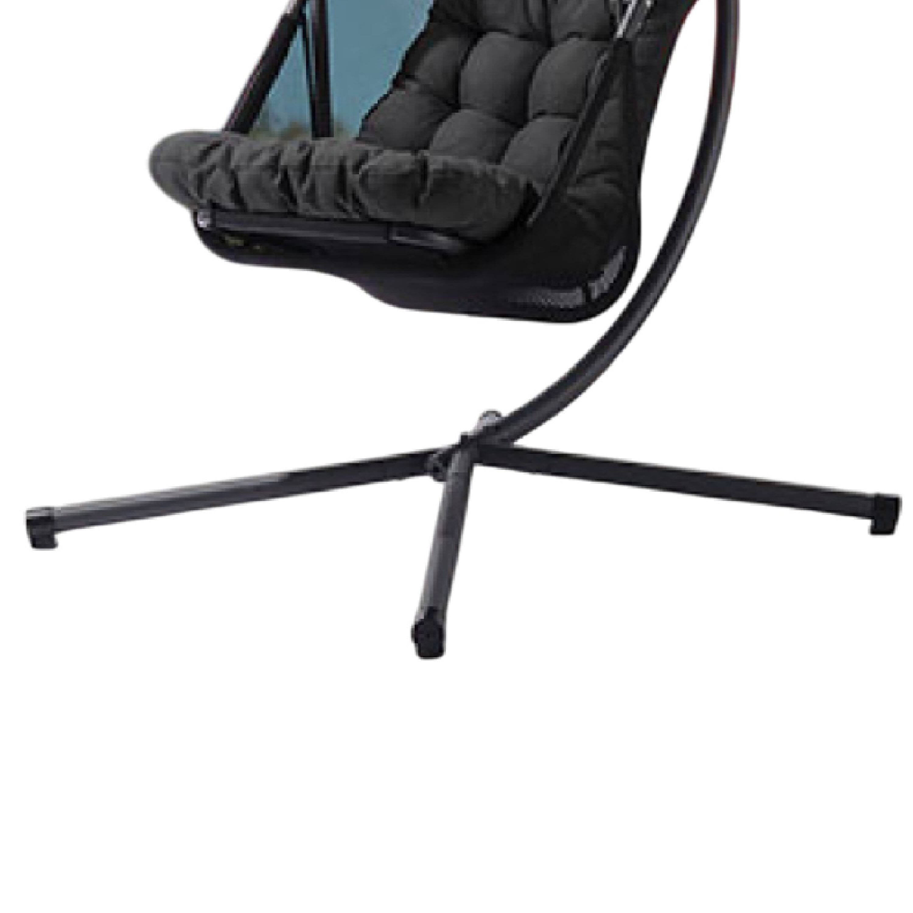 Alt View 3. Manhattan Lane - Bery Outdoor Swing Chair with Foldable Stand, Coastal Black Cushion - Black.