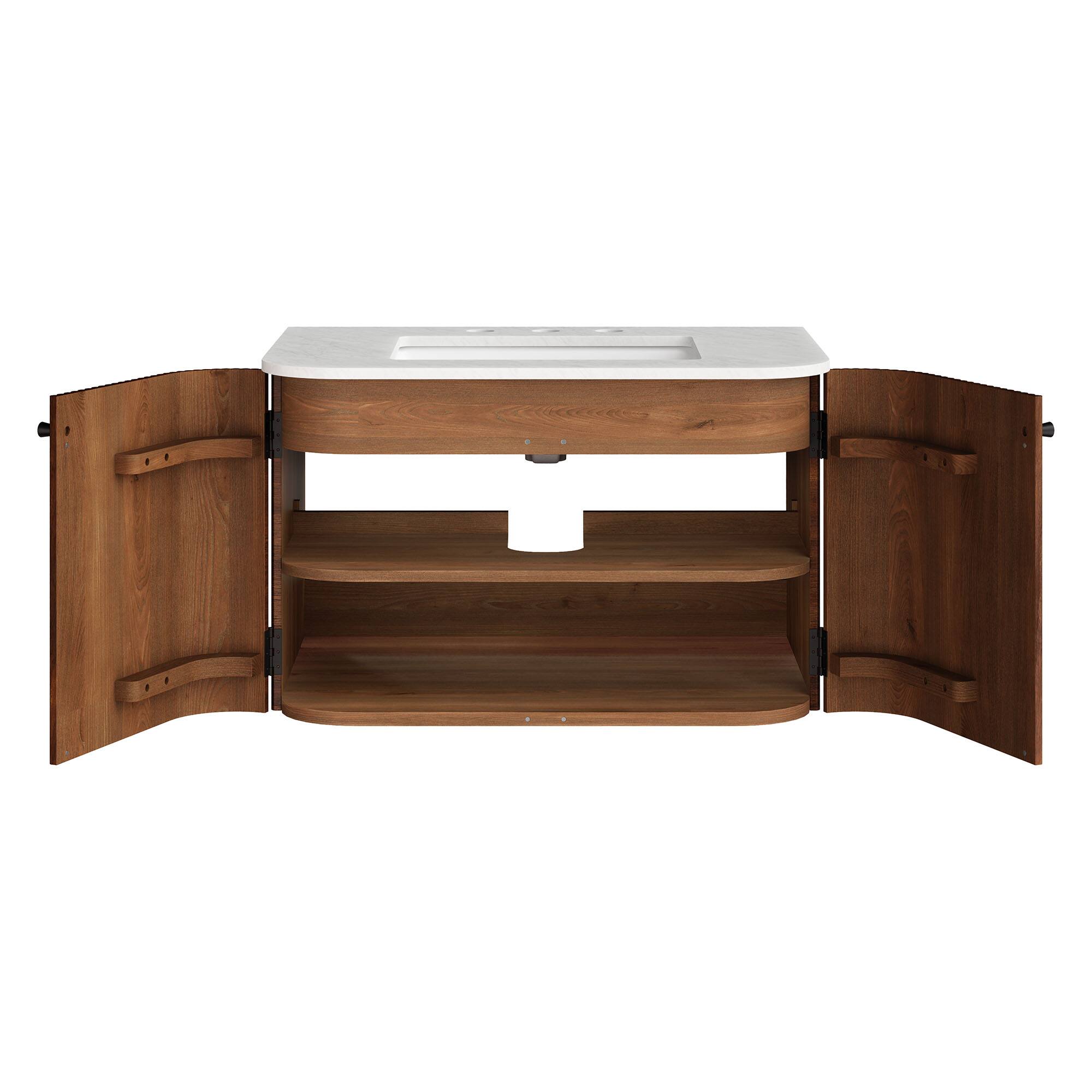 Alt View 6. Modway - Zia Wall-Mount Bathroom Vanity with Marble Sink by Modway - Walnut.