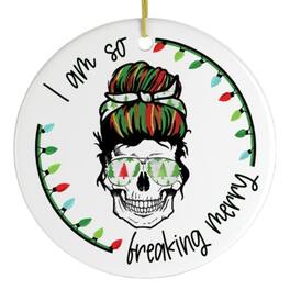 OrnamentallyYou - I am so Merry Skull Ornament - Multi-colored