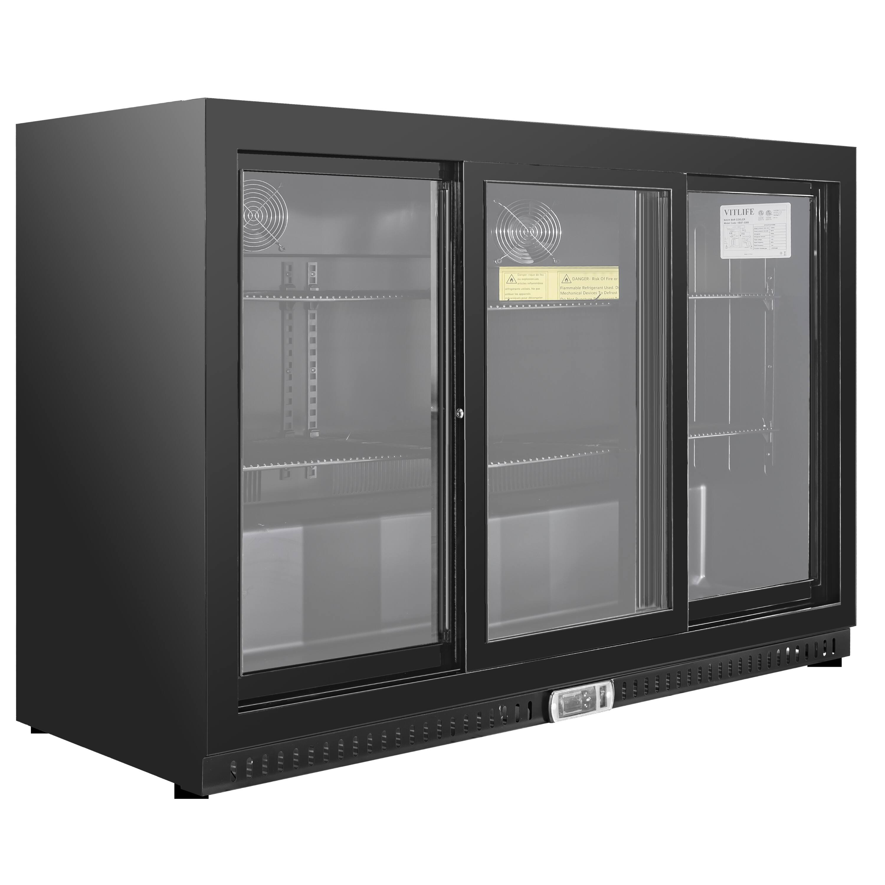 Alt View 7. Equator - Equator Vitlife 11.6 Cu.Ft. Bar Fridge, 3 Sliding Glass Doors, LED, Beer & Wine Cooler for Bar/Home - Black.