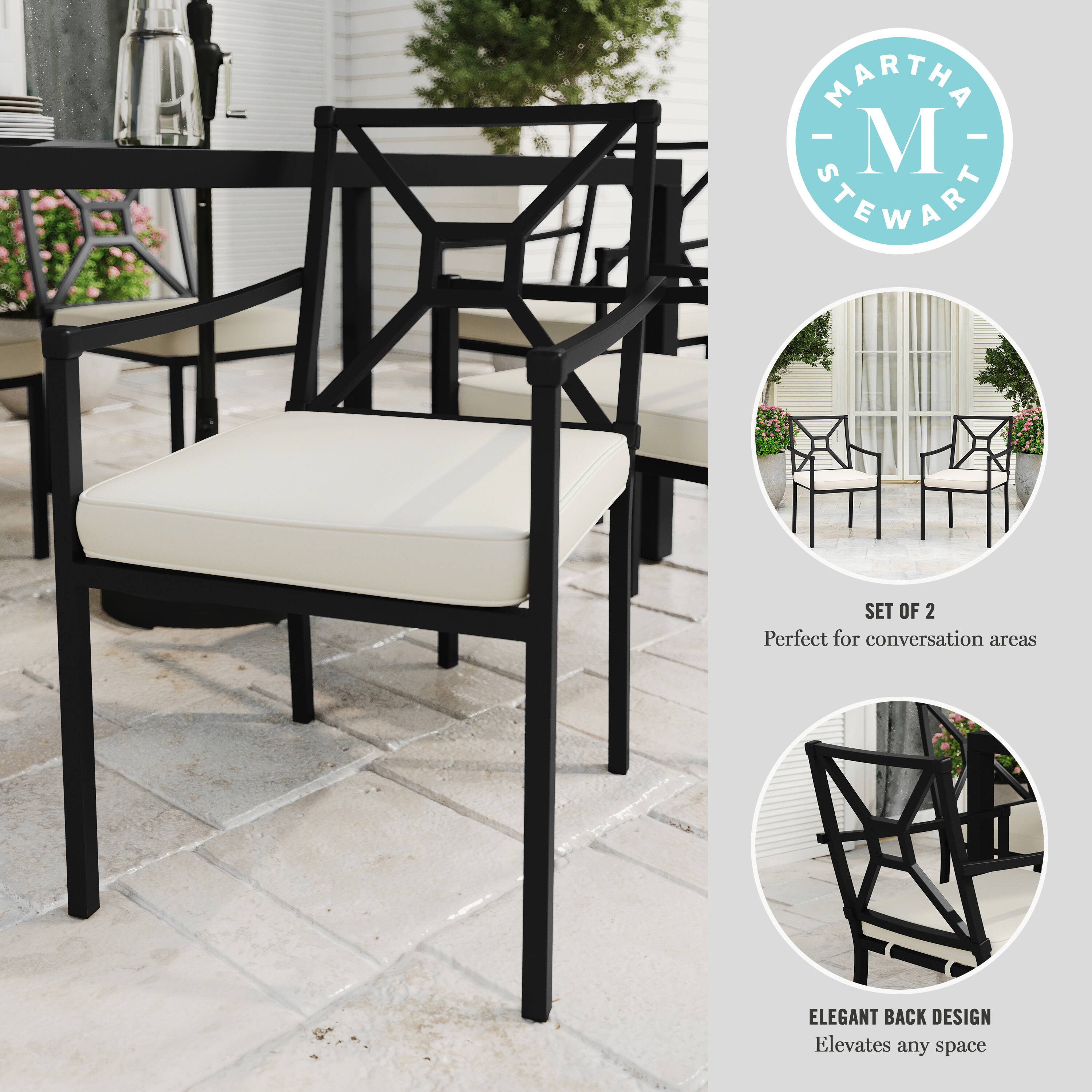 MARTHA STEWART

SET OF 2  
Perfect for conversation areas

ELEGANT BACK DESIGN  
Elevates any space