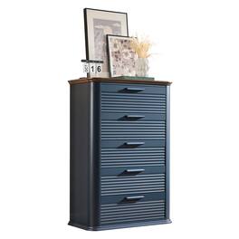 Forest'nSky - Wood 5 drawer 31.5 in. Wide Chest of Drawers with Curved Profile Design for Living Room - Navy Blue