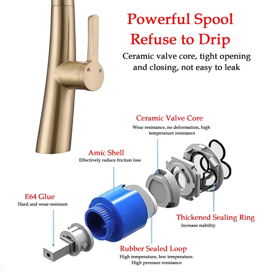 Fill Loop Valve Ropilly Single Handle Pull Out Kitchen Faucet, Stainless Steel High Arc ...
