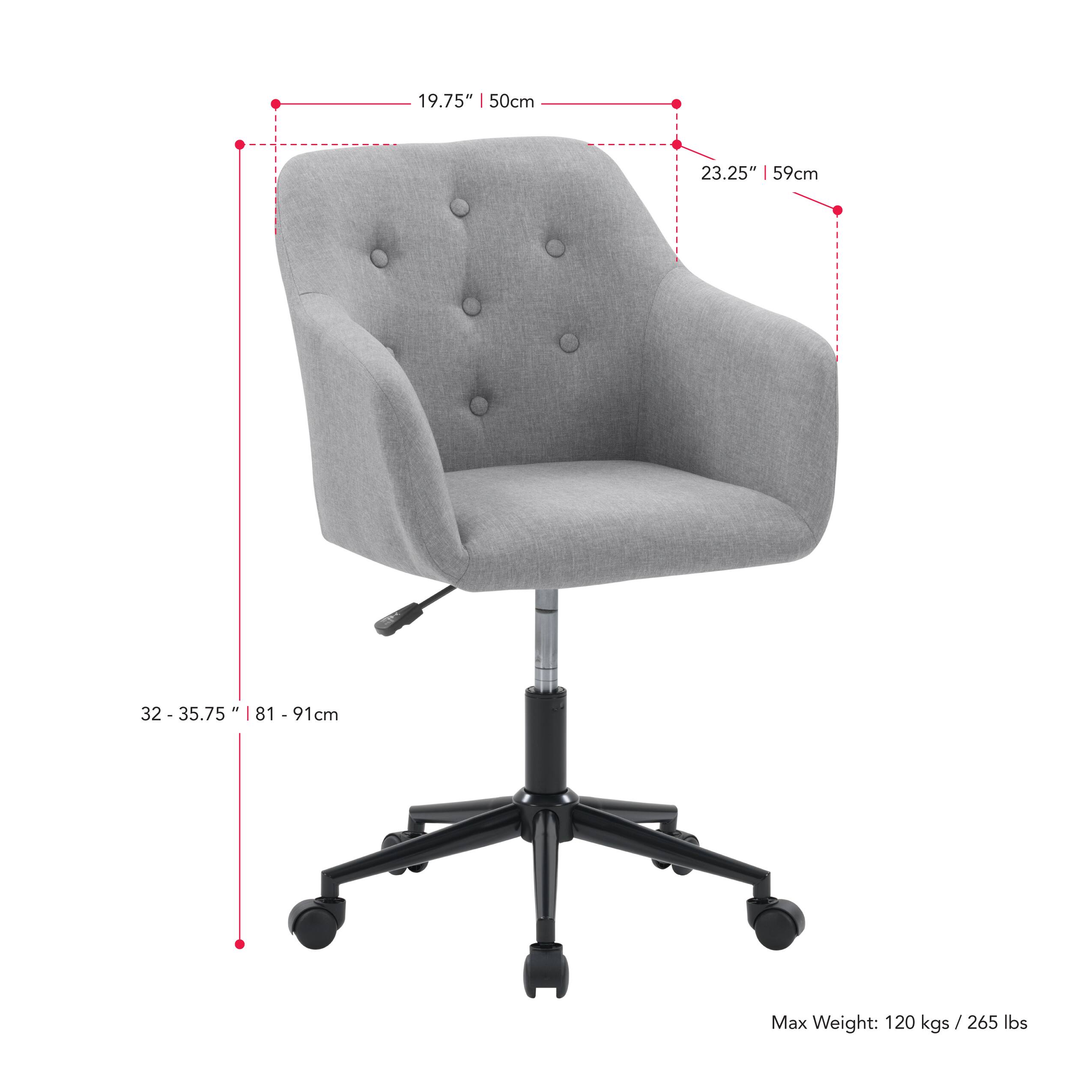 Alt View 15. CorLiving - Marlowe Upholstered Button Tufted Task Chair - Light Grey.