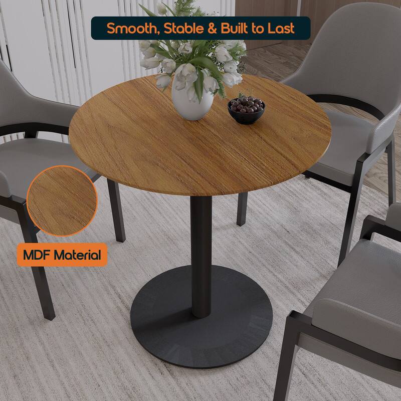 LeisureMod Vail 27 Inch Round Dining Table with MDF Top and Black Metal ...