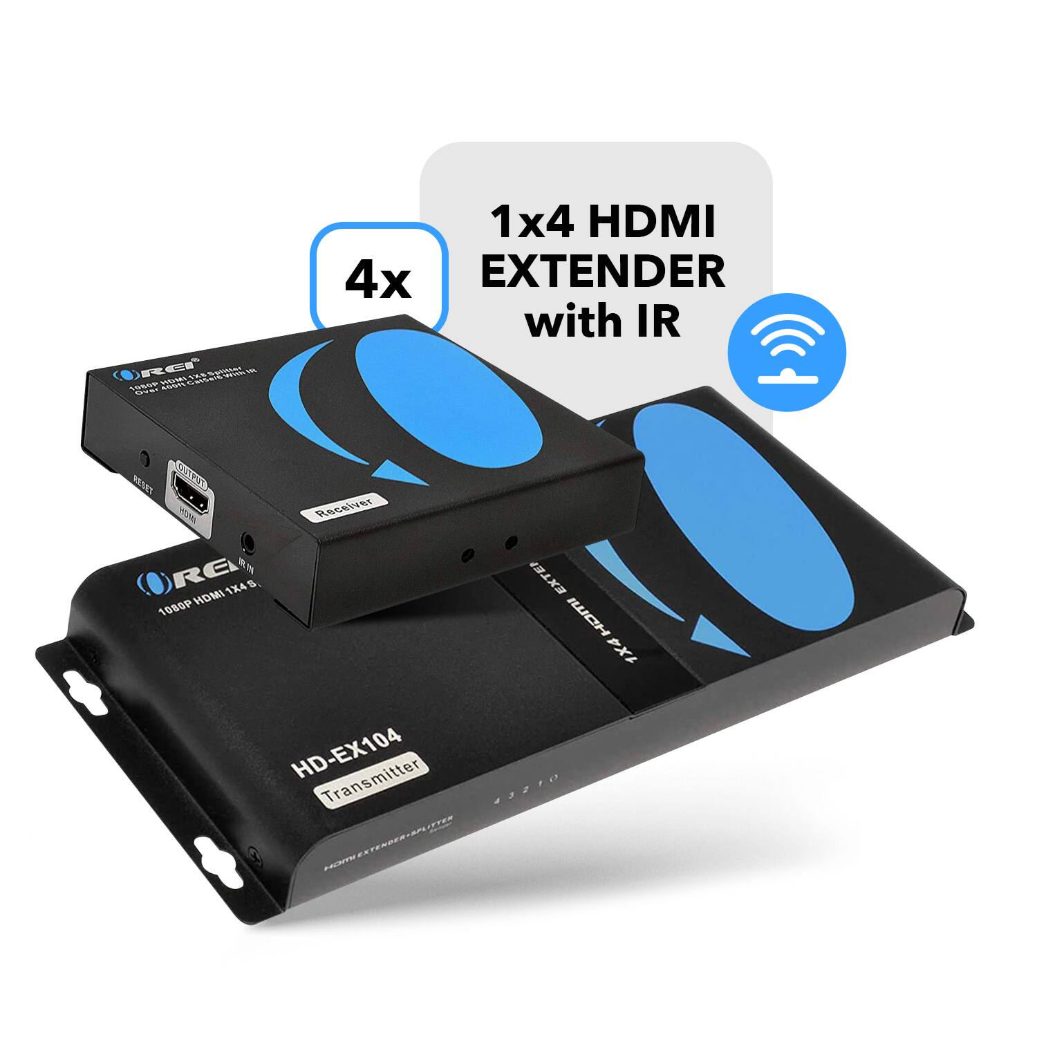 1x4 HDMI EXTENDER with IR

4x

HD-EX104 Transmitter

1080P HDMI 1X4 S

Receiver

HD-EX104 Transmitter