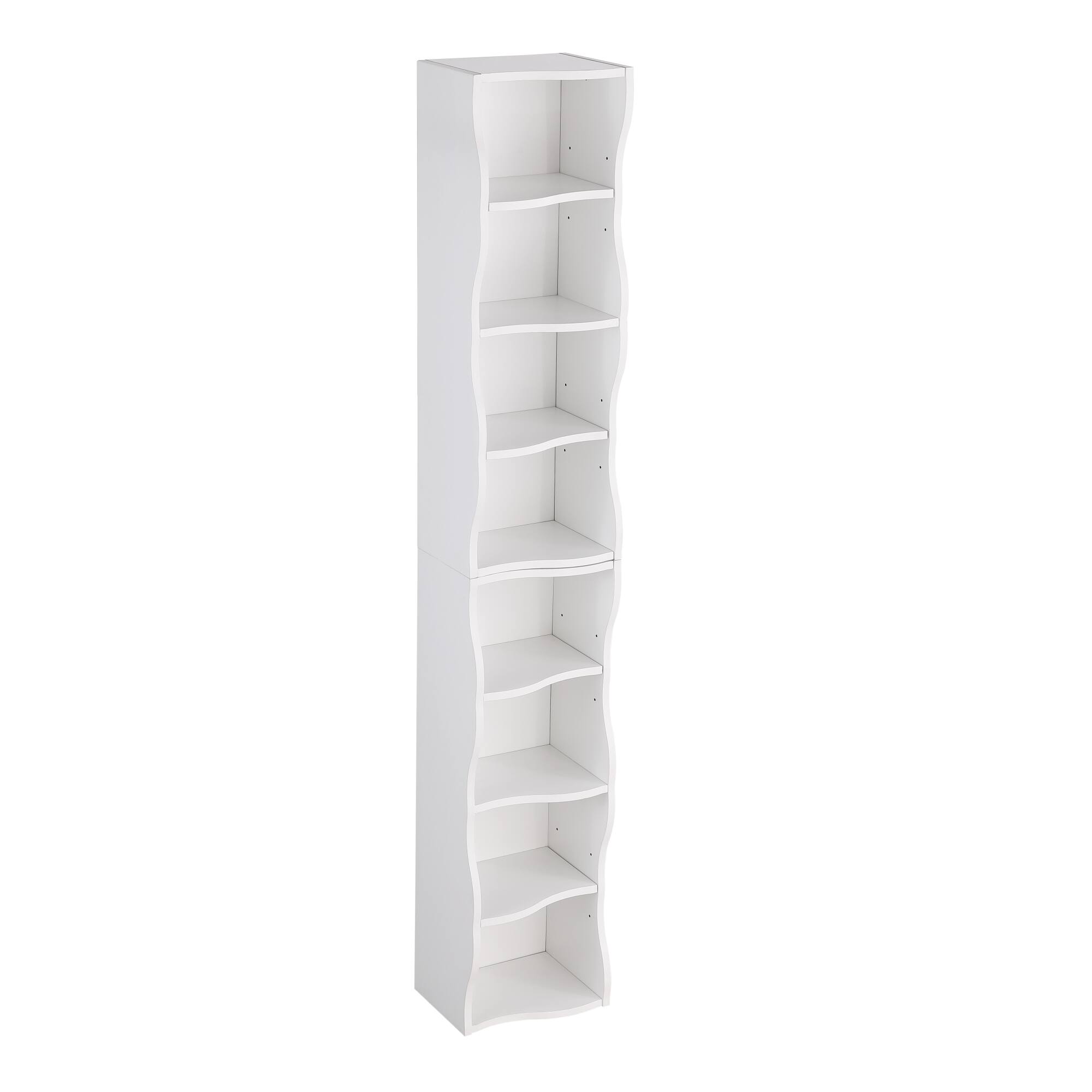Alt View 8. GOODSILO - Ultra-Thin Adjustable Shelf Bookcase with Wavy Border Design for Home and Office Storage Solutions - White.