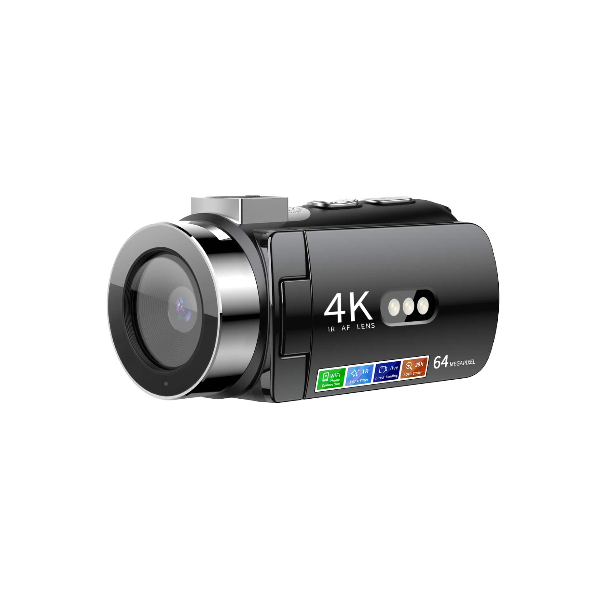 Cluzine - 4K 64MP Digital Camcorder, WiFi, IR Night Vision, with Wireless Mic