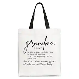 OrnamentallyYou - Grandma Definition Canvas Tote Bag, Funny Gift Shopper for Nana - White Black