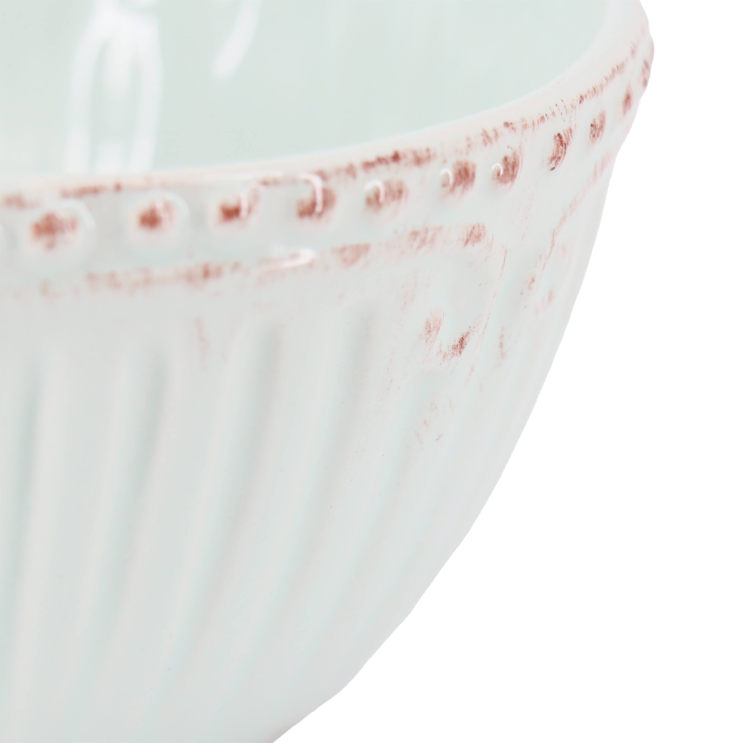 Alt View 3. Modern Southern Home - Modern Southern Home Capri 6 Piece 6 Inch Stoneware Embossed Cereal Bowl Set in Egg Blue - Mint.