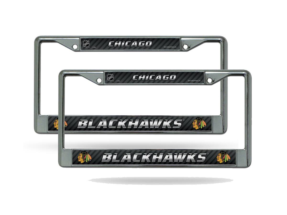 Chicago Blackhawks NHL (Set of 2) Chrome Metal License Plate Frames