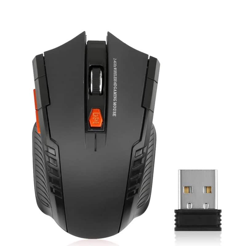 RISOKEYS - Mechanical Gaming 2.4G Mouse, 1000/1200/1600 3-Speed DPI Ergonomic Mouse with A USB Receiver - Wireless - Black
