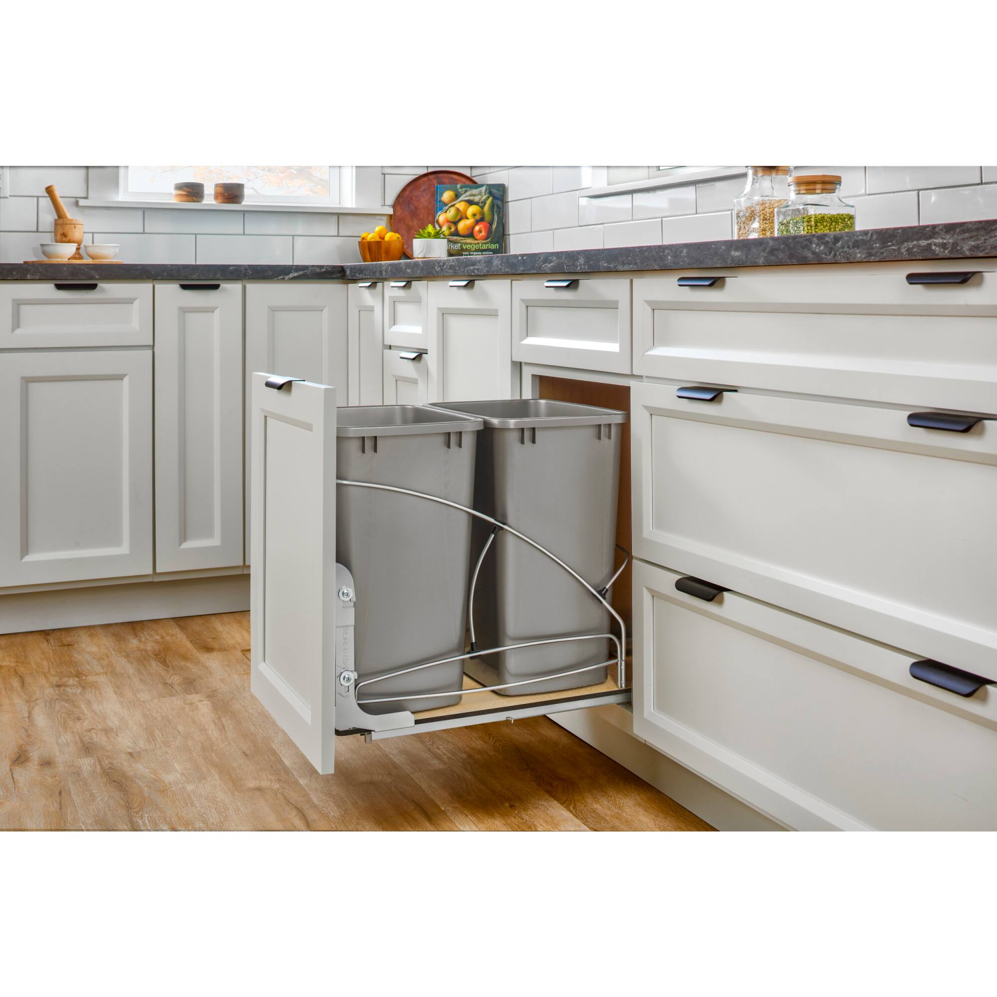 Alt View 1. Rev-A-Shelf - Rev-A-Shelf Heavy-duty Metal Frame Waste Container Door Mounting Kit, 54DM-KIT-1 - Silver.