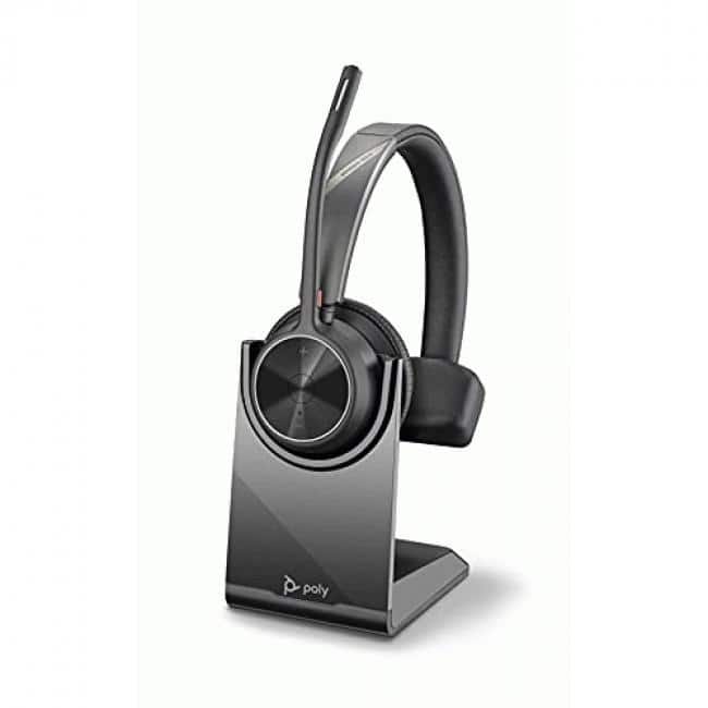 HP - Poly Voyager 4310 UC Wireless Headset + Charge Stand Single-Ear Headset w/Mic - Connect to PC/Mac via USB-A Bluetooth - Black