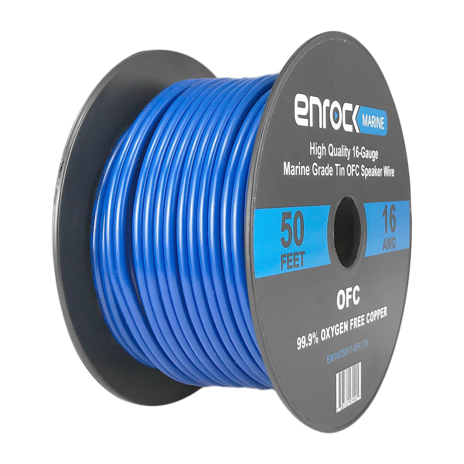 enrock MARINE High Quality 16-Gauge Marine Grade Tin OFC Speaker Wire 50 FEET 16 AWG OFC FREE COPPER 99.9% OXYGEN EM16G50FT-OFC-TN