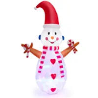 Costway 8FT Christmas Snowman Decoration Inflatable Christmas Decor with Multi-color Rotating & Bright LED Lights - Multicolor - Front_Zoom