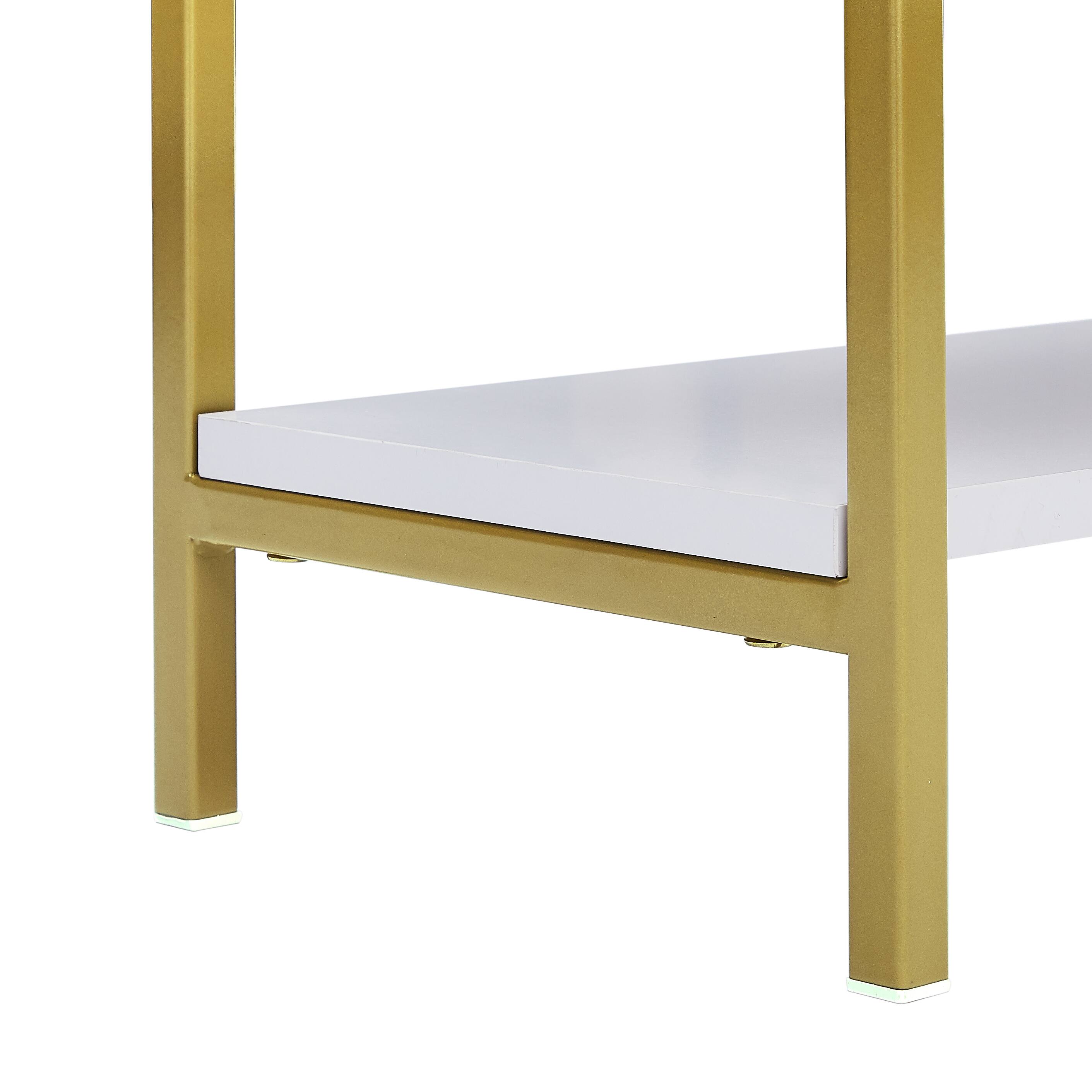 Alt View 7. Tiramisubest - 74.8 Inch 5 Tiers Office Bookcase Bookshelf, Display Shelf with Round Top, X Bar Gold Frame - Golden+White.