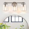 Parrot Uncle - Modern 3-Light Glass Dimmable Bathroom Vanity Light Wall Fixture - Brushed Nickel