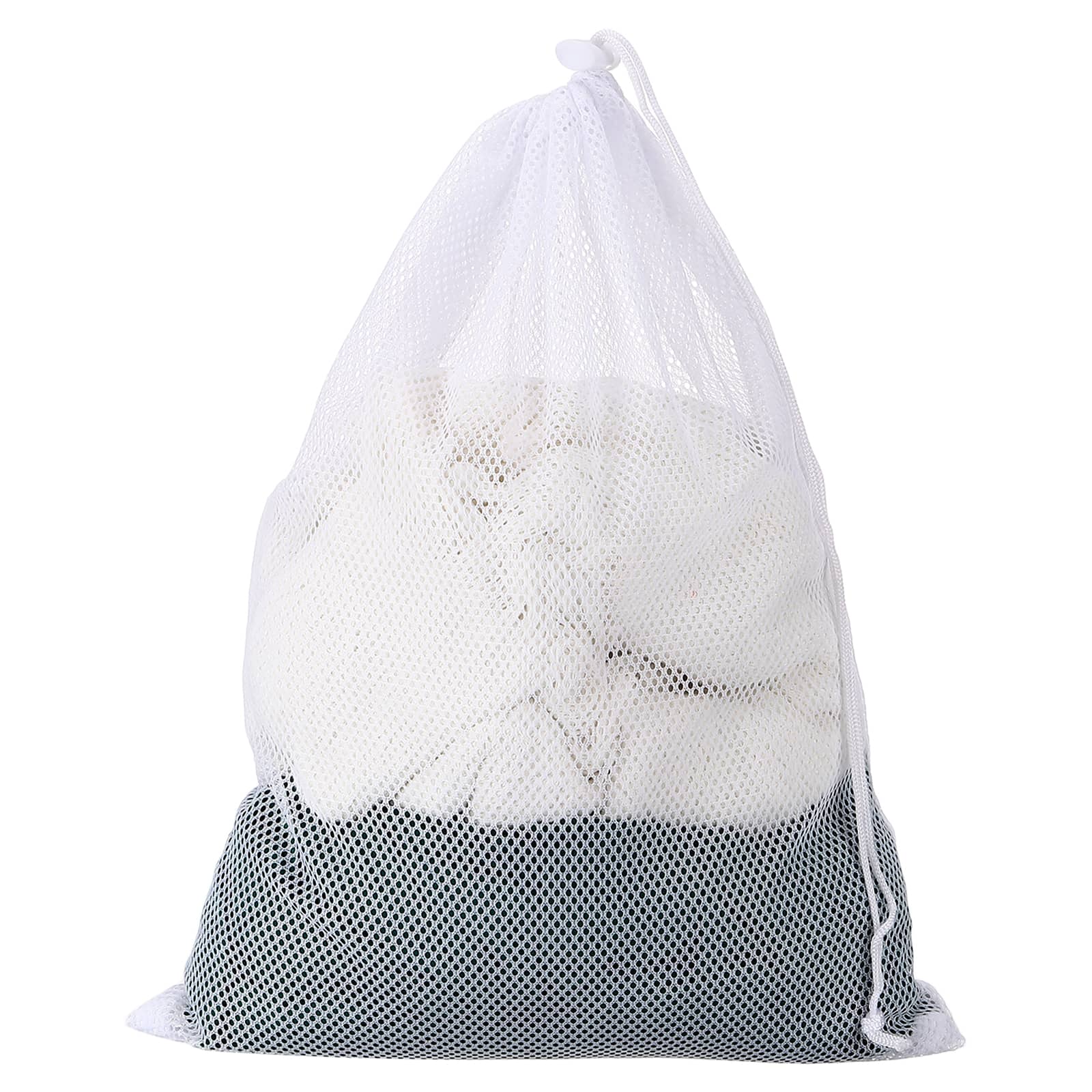 Unique Bargains - Practical Mesh Laundry Bag Large 11.8x15.7 Inch Coarse Drawstring Net for Washing Machine and Home Travel Storage - White