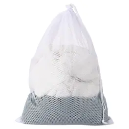 Unique Bargains - Practical Mesh Laundry Bag Large 11.8x15.7 Inch Coarse Drawstring Net for Washing Machine and Home Travel Storage - White