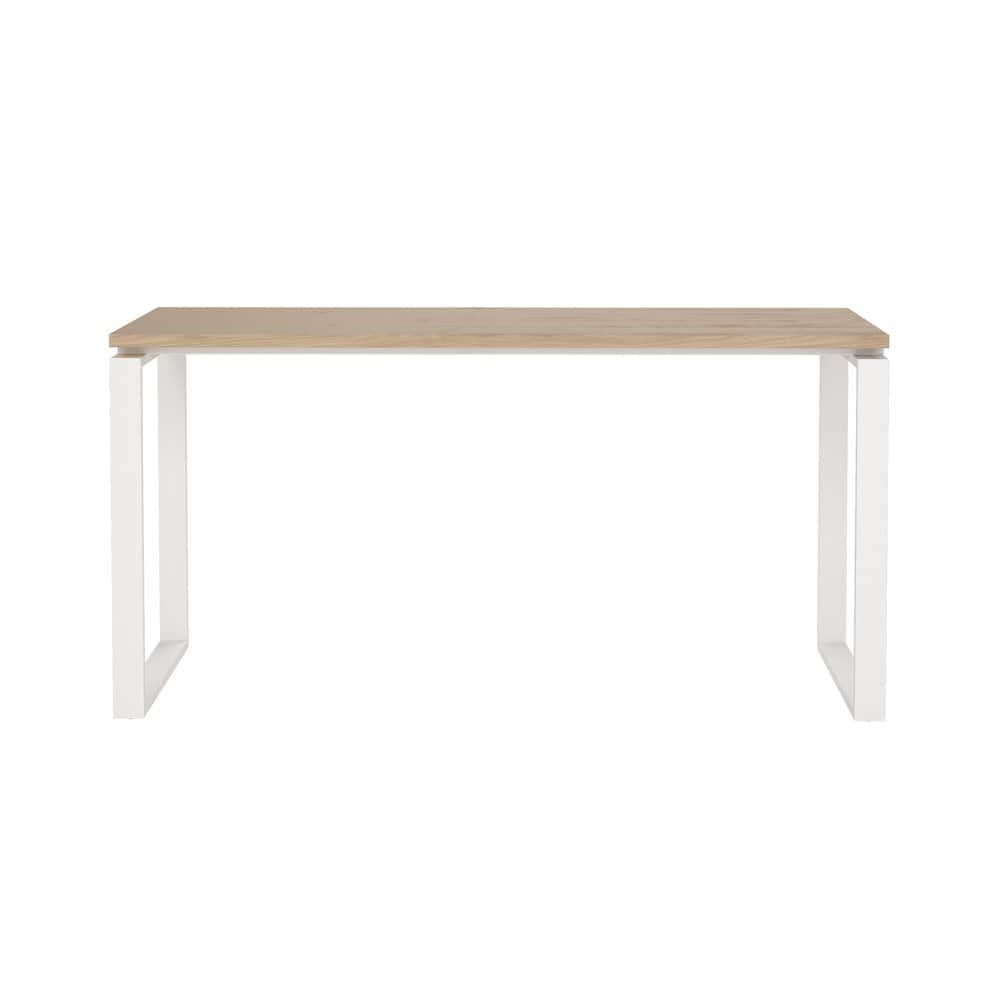 FurniFact - Computer Desk with Metal Legs for Home Office or Study Room - Brown