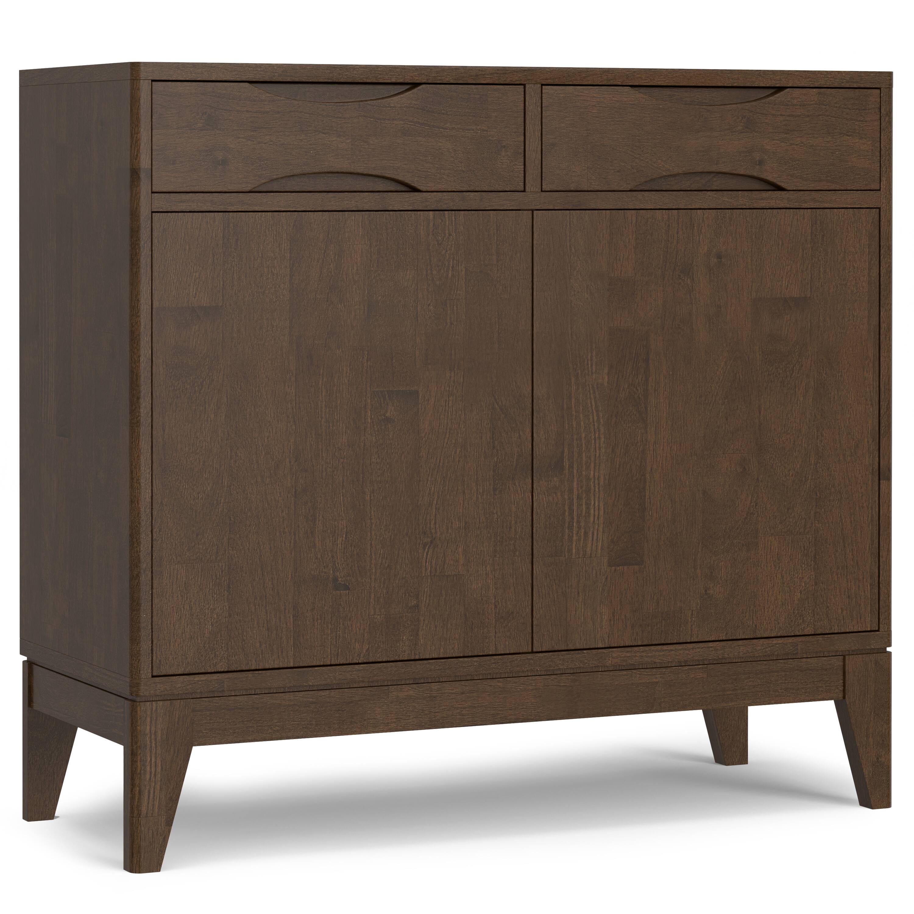 Front. Simpli Home - Harper SOLID HARDWOOD 40 inch Wide Mid Century Modern Entryway Storage Cabinet in Walnut Brown - Walnut Brown.
