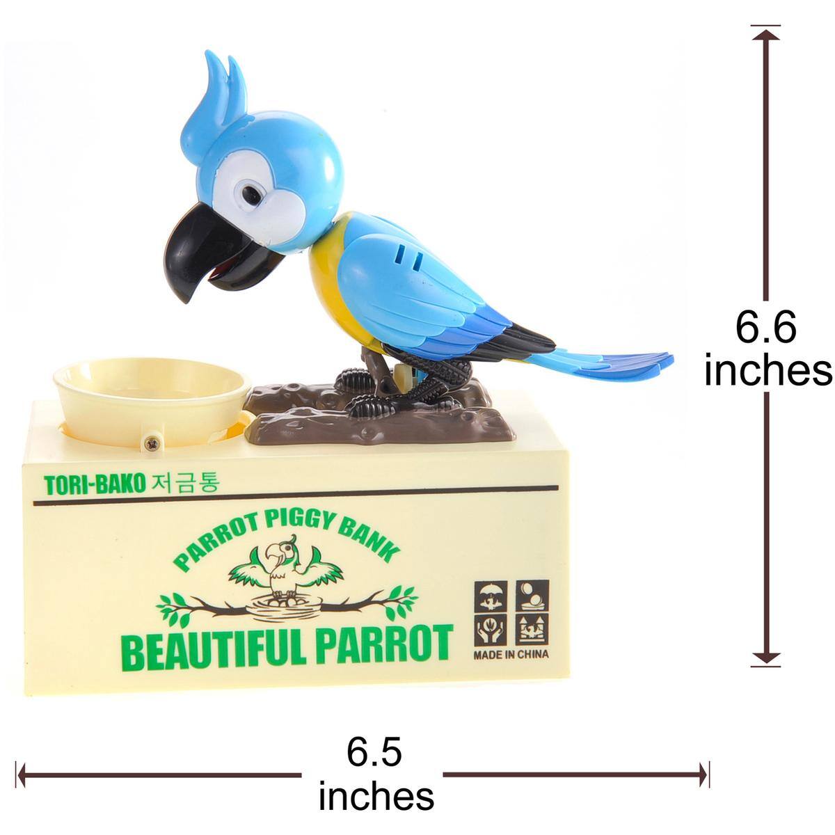 6.6 inches  
TORI-BAKO  
PARROT PIGGY BANK  
BEAUTIFUL PARROT  
MADE IN CHINA  
6.5 inches