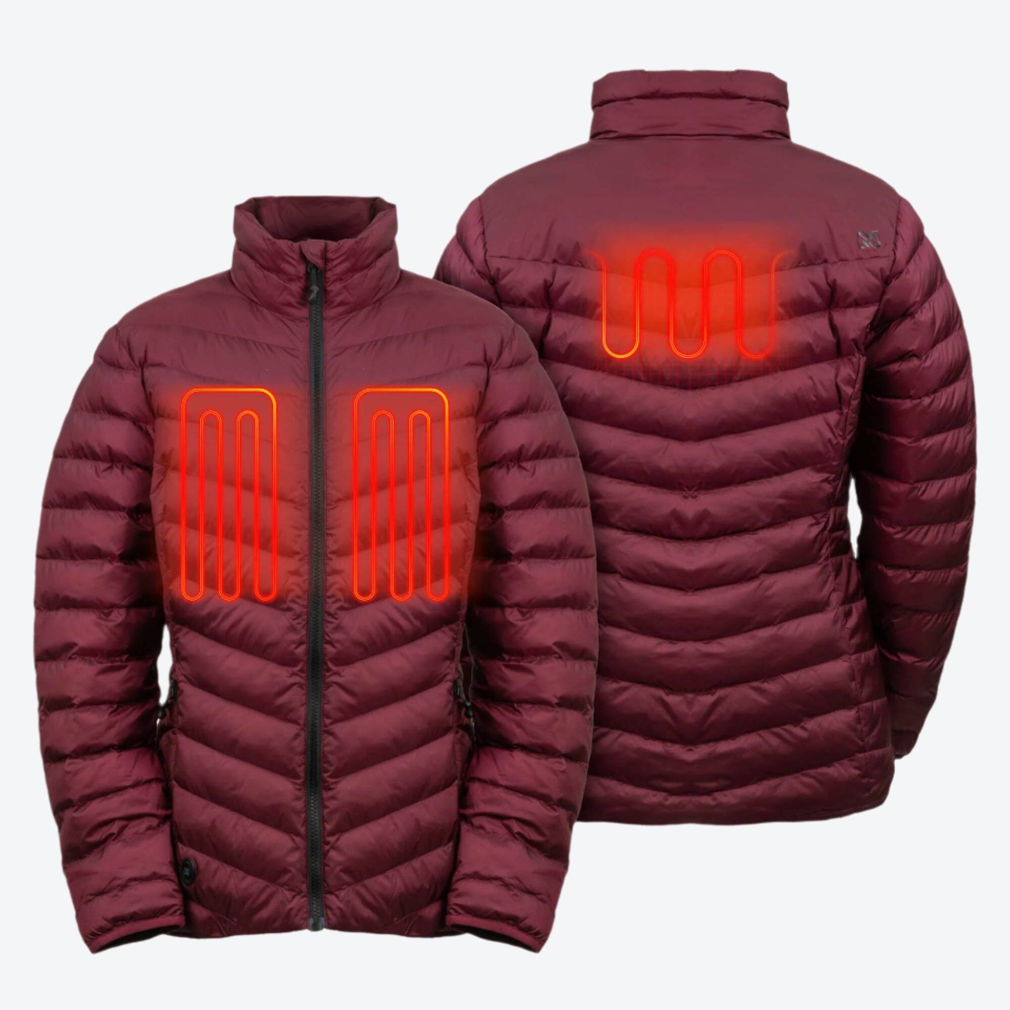 Alt View 1. Mobile Warming - Women's Backcountry Xtera Heated Jacket - Burgundy.