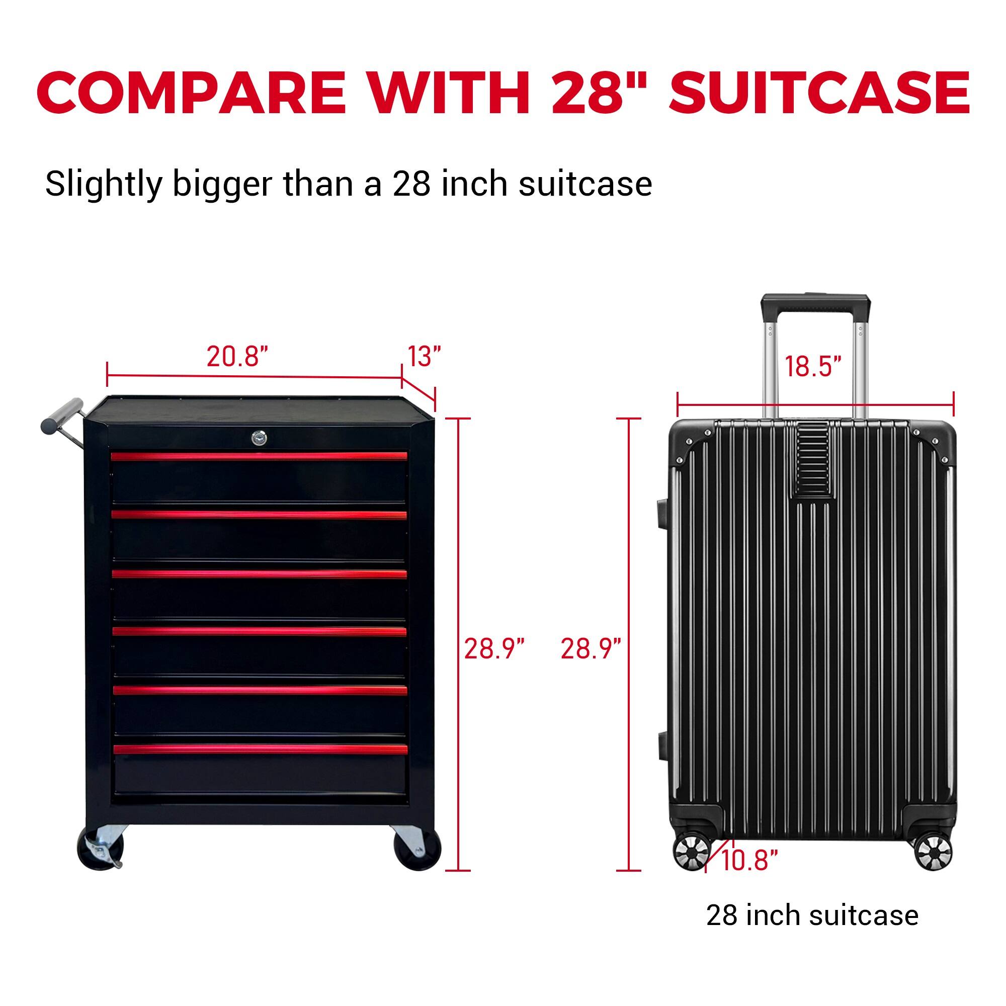COMPARE WITH 28" SUITCASE

Slightly bigger than a 28 inch suitcase

20.8" 13" 18.5" 28.9" 28.9" 10.8" 28 inch suitcase
