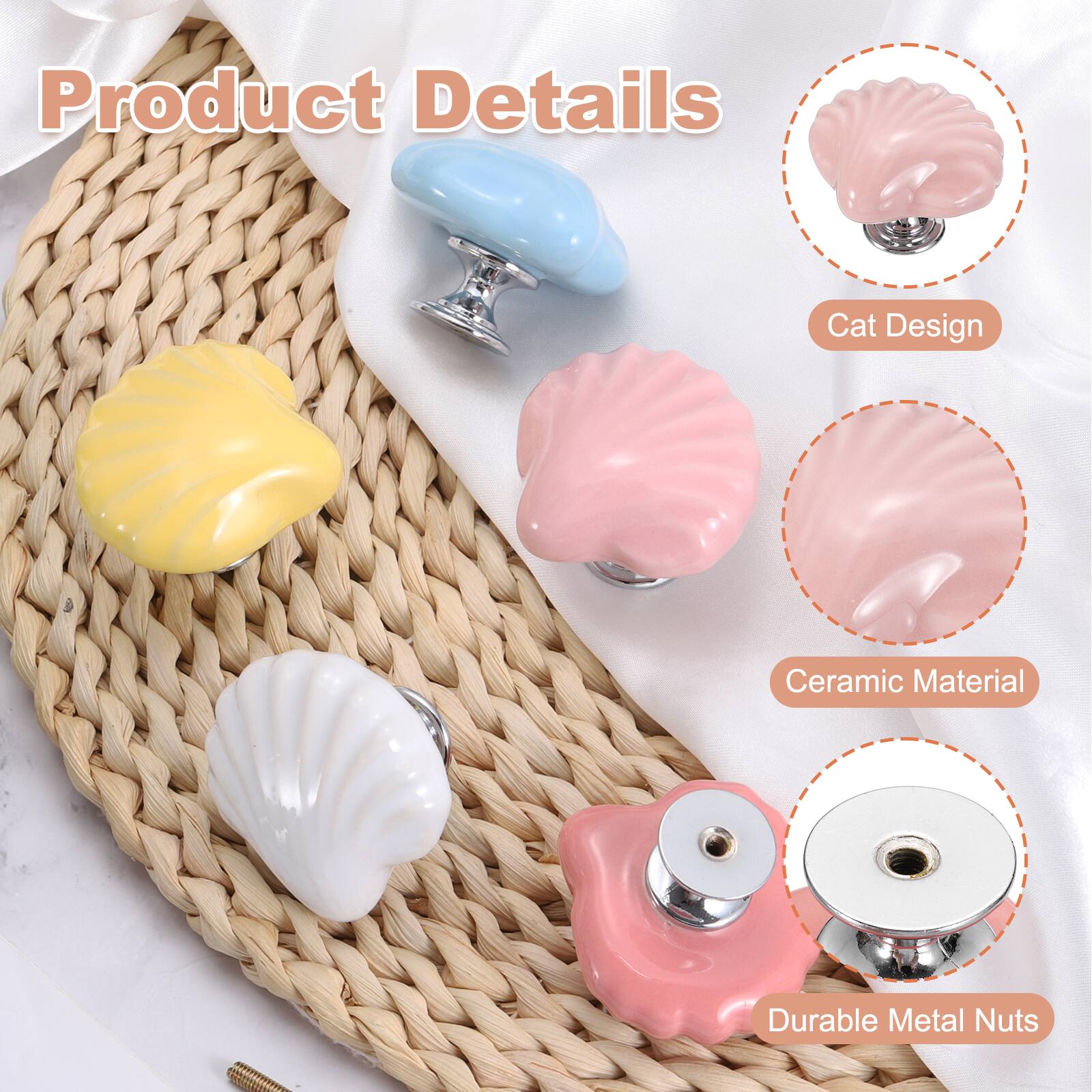 Product Details

- Cat Design
- Ceramic Material
- Durable Metal Nuts