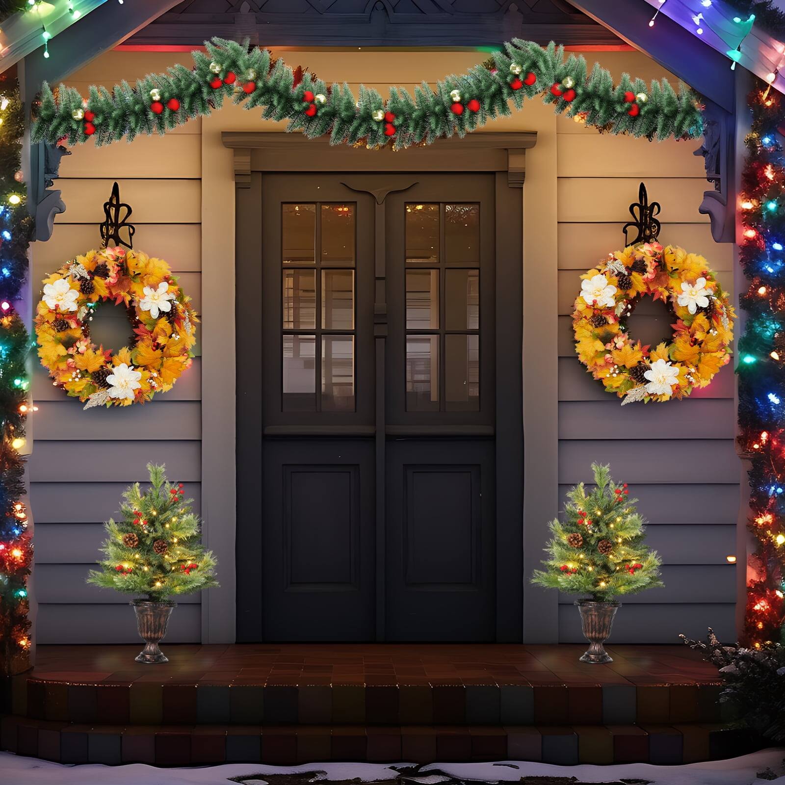 Angle. GARVEE - 2FT Pre-Lit Potted Christmas Tree 40 LED Lights Artificial Mini Tree for Home Office Table Decor - 2ft.