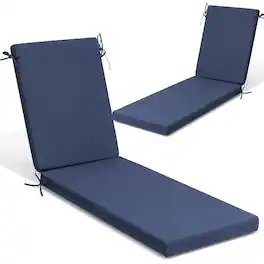 Crestlive Products - 2pc 80in Outdoor Water Resistant Chaise Lounge Chair Cushion with Ties Patio lounge cushion - Navy