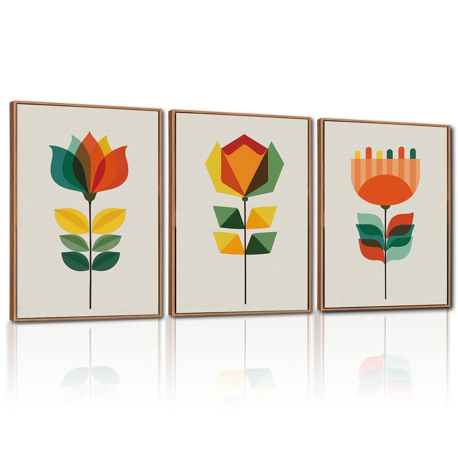 Front. Hirose Alice - CHDITB Matisse Gallery Framed Canvas Wall Art Set Large Museum Exhibition Wall Decor Abstract Matisse Garden - Geometric Floral 16"L x 24"W.