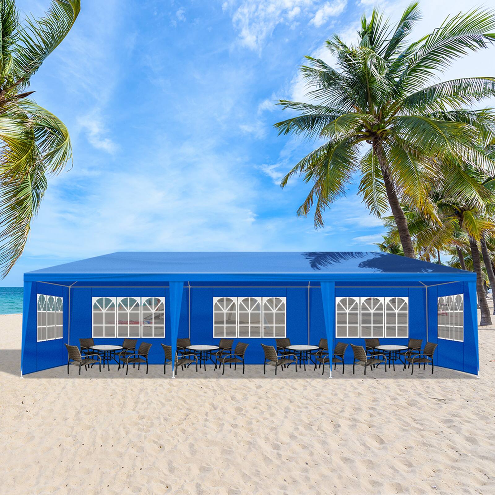 Alt View 4. Winado - 10'x30' Gazebo Waterproof Outdoor Canopy Patio Tent Party Tent - Blue.