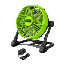 Greenworks - 24V 10" (5-Speed) Fan (500 CFM), Hybrid (AC / DC), AC Charger Included (Battery Not Included) - Green