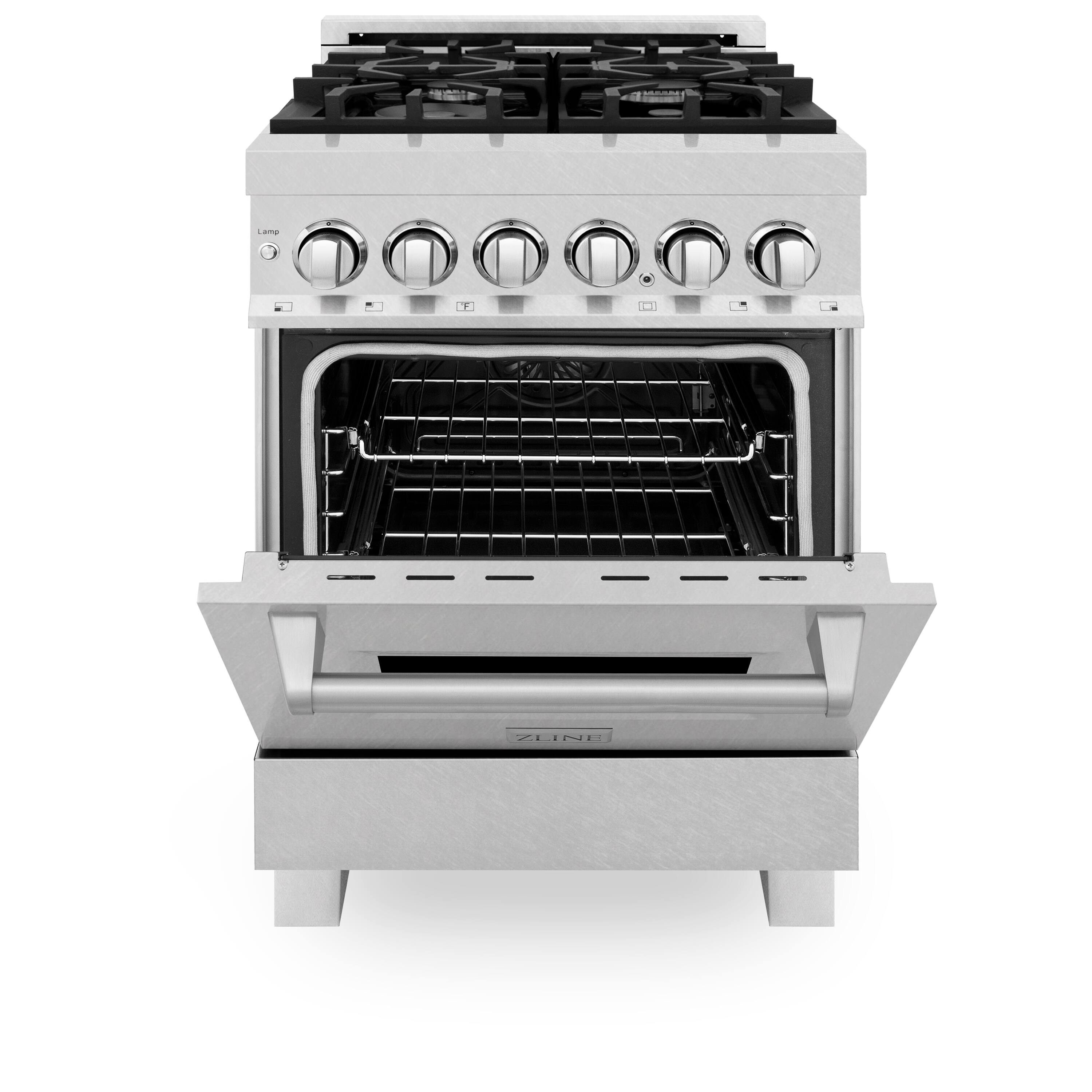 Angle. ZLINE - ZLINE 24 in. Legacy Dual Fuel Range w/ 4 Burners & Oven in Satin Stainless Steel (RAS-SN-24) - Satin Stainless Steel.