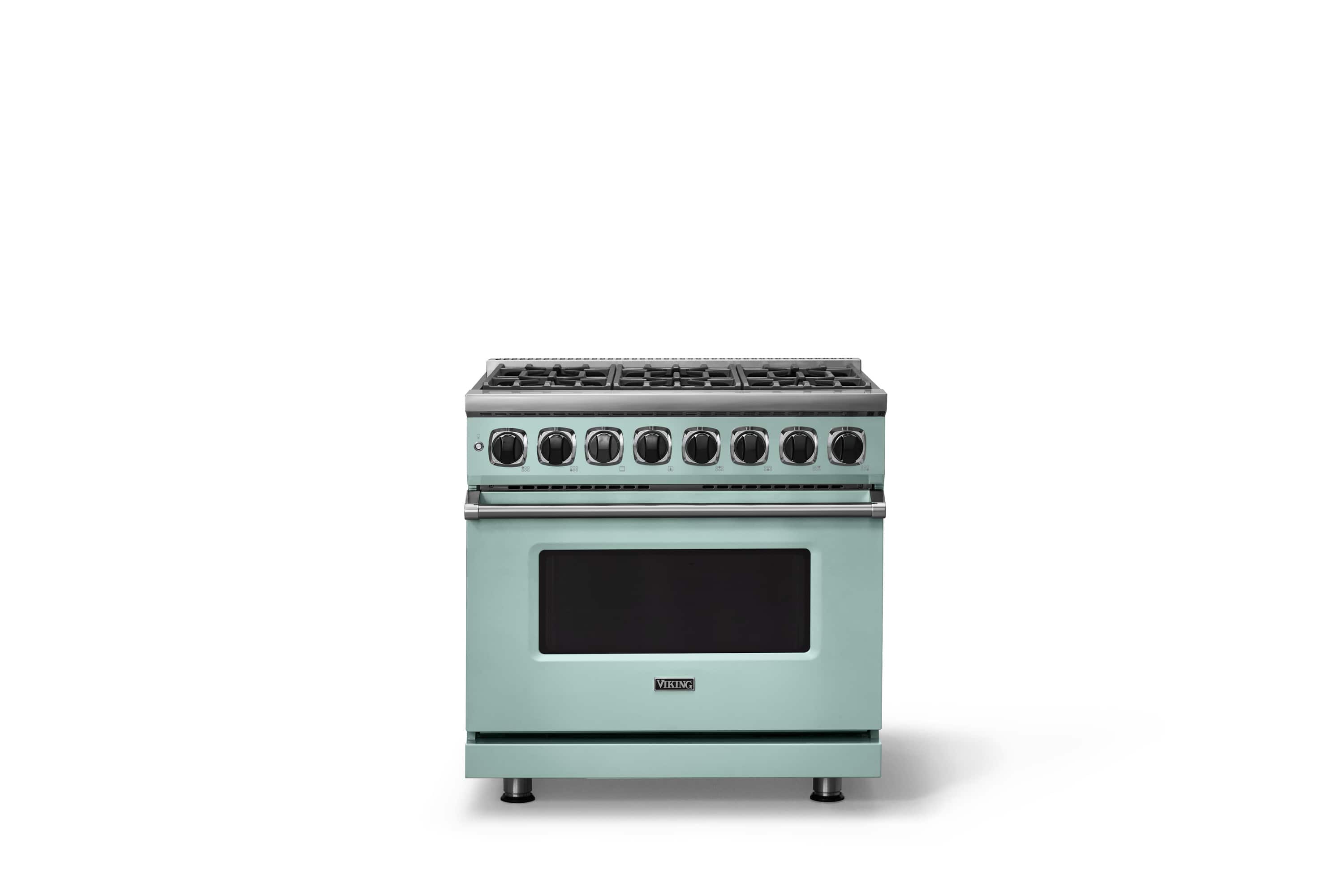 Front. Viking - 36 in. Wide 6 Burner Dual Fuel Sealed Burner Range-LP - Splash.
