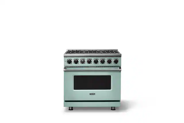 Front. Viking - 36 in. Wide 6 Burner Dual Fuel Sealed Burner Range-LP - Splash.