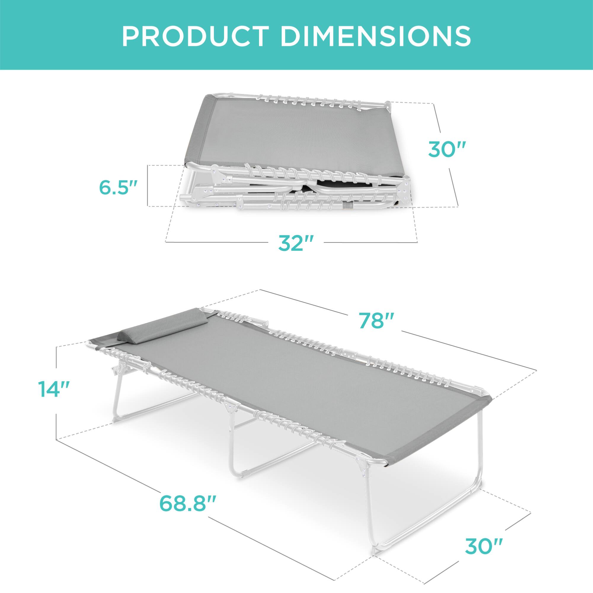 PRODUCT DIMENSIONS

- 30"
- 6.5"
- 32"
- 78"
- 14"
- 68.8"
- 30"