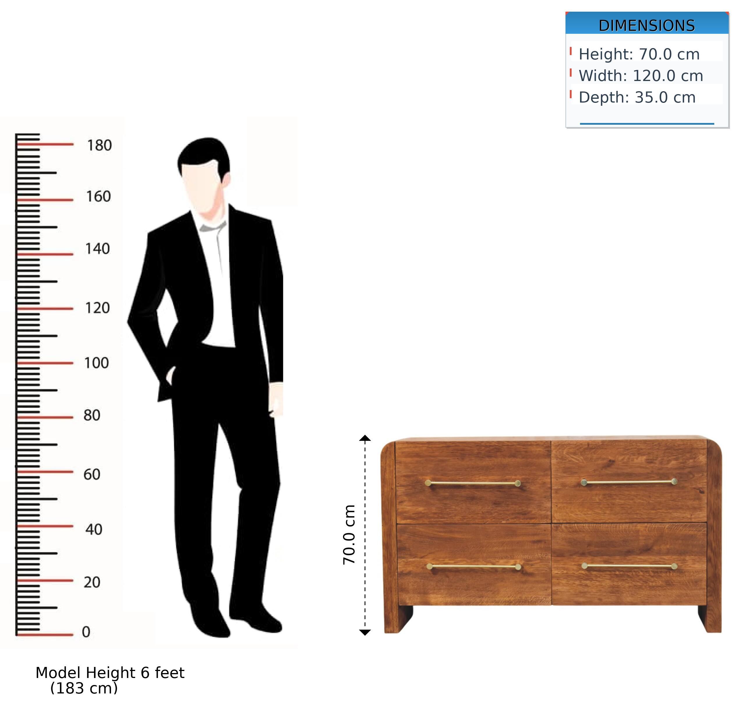 DIMENSIONS  
Height: 70.0 cm  
Width: 120.0 cm  
Depth: 35.0 cm  

Model Height: 6 feet (183 cm)