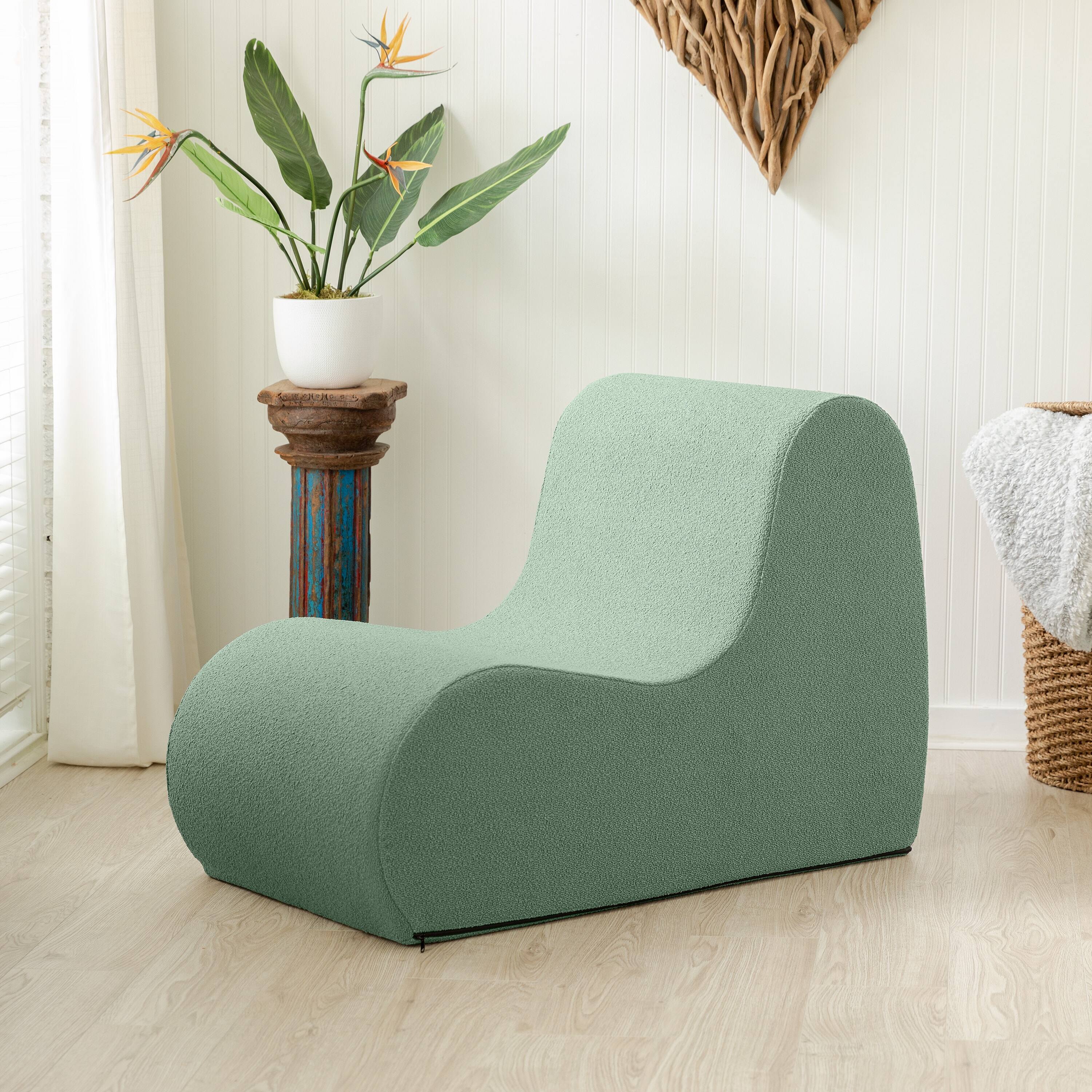 Angle. Jaxx - Jaxx Uptown Modern Armless Accent Chair, Boucle Green - Green.