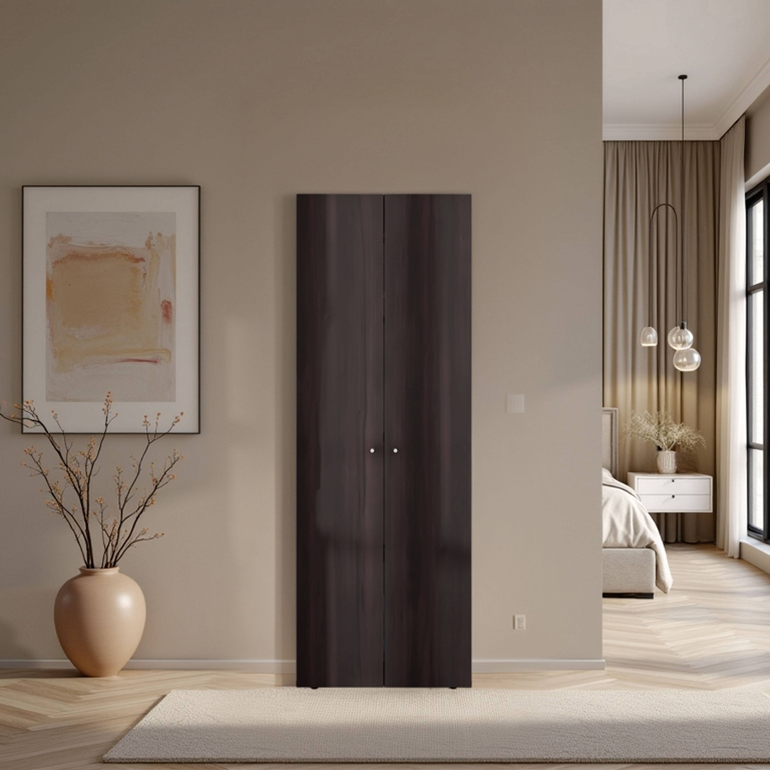 Front. TinyHomie - Stained Walnut Home 2 Door Closet System 4 Fixed Shelves Freestanding Storage - Brown.